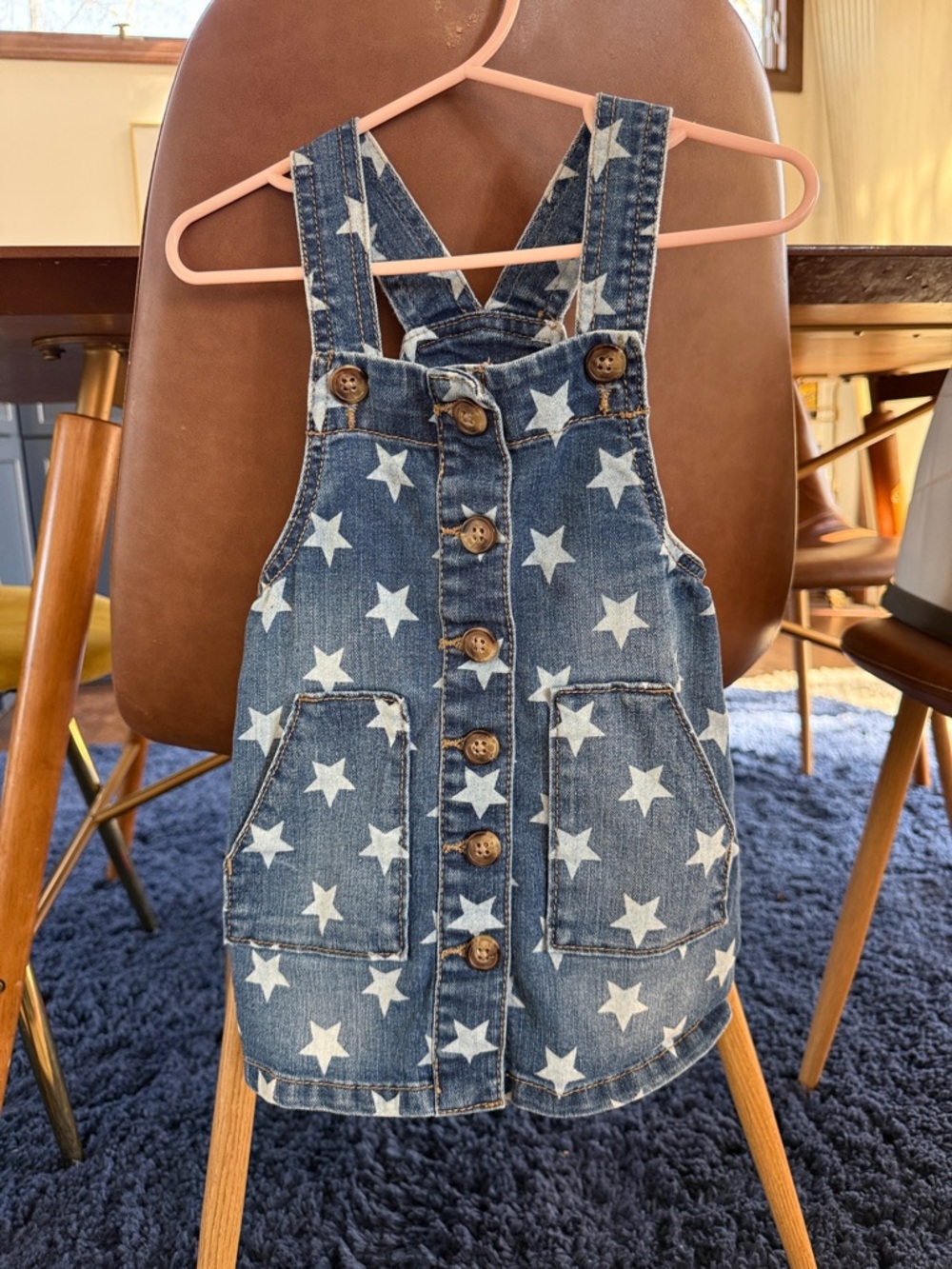 wonder nation Blue Star Denim Overall Dress